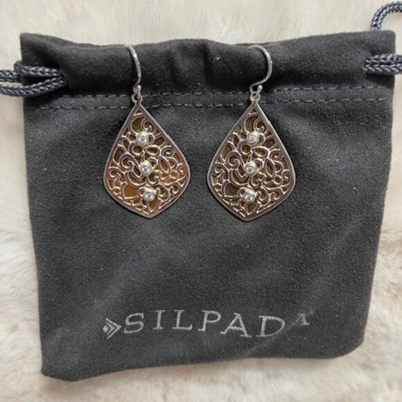 Silpada- Two-Tone Filigree Drop Earrings - Picture 1 of 3